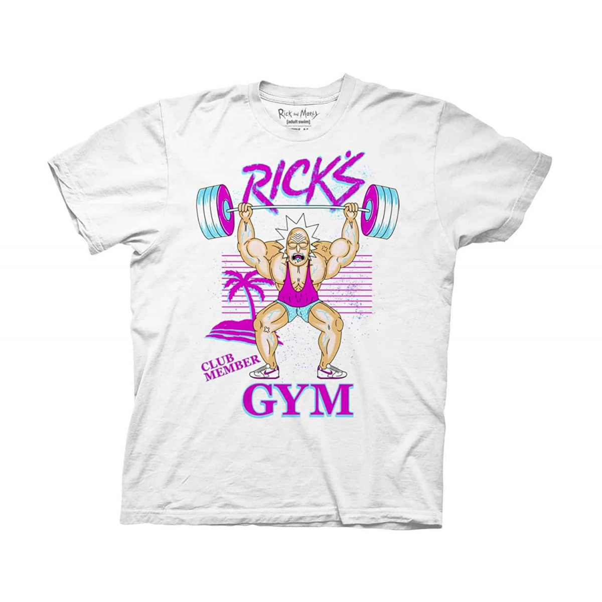 Rick and Morty Ricks Gym Neon Beach Adult T-Shirt