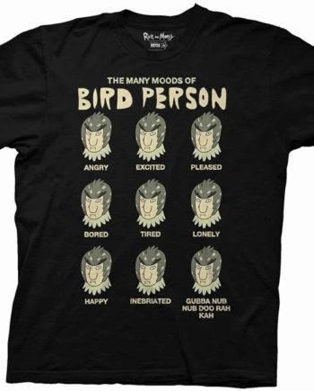 Shop Rick and Morty Many Moods Of Bird Person Adult T-Shirt anime